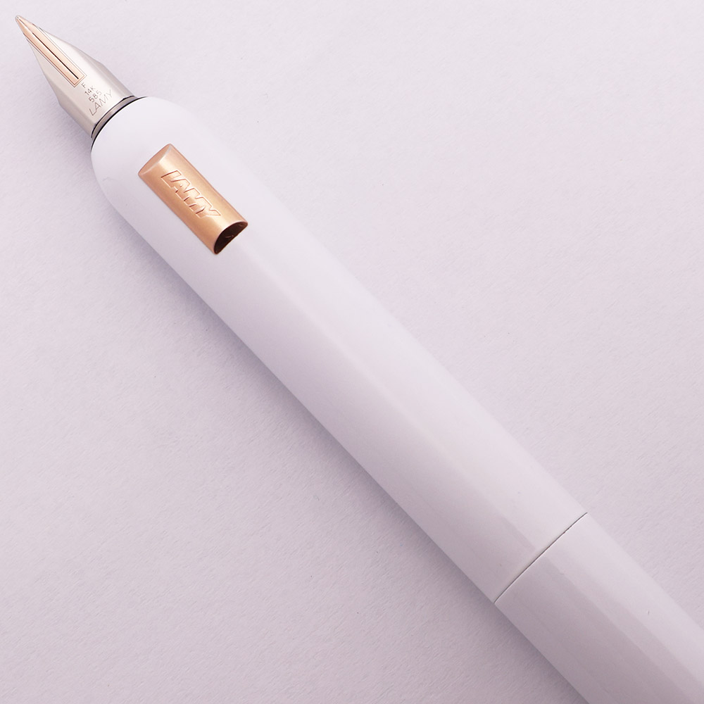 Lamy Dialog CC Fountain Pen - White Lacquer w RG Trim, Retractable